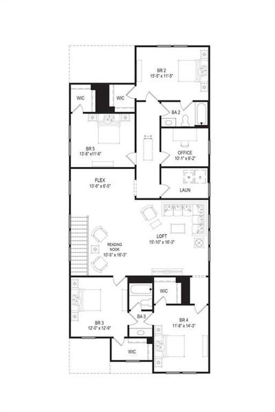 2D floor plan layout of this home in Legacy Downs, Canton, GA (Image 5).