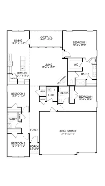 2D floor plan layout for the Madison by D.R. Horton in Reina Vista, Loudon, TN (Image 3). 2D floor plan layout for the Madison by D.R. Horton in Reina Vista, Loudon, TN (Image 3).
