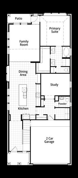 2D floor plan layout for the Everett by Highland Homes in Bridgeland, Cypress, TX (Image 6).