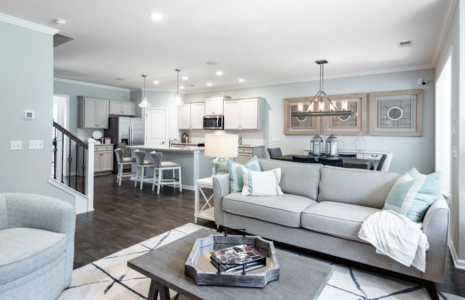 The Open gathering room makes the Hampton the perfect new home design to entertain guest.