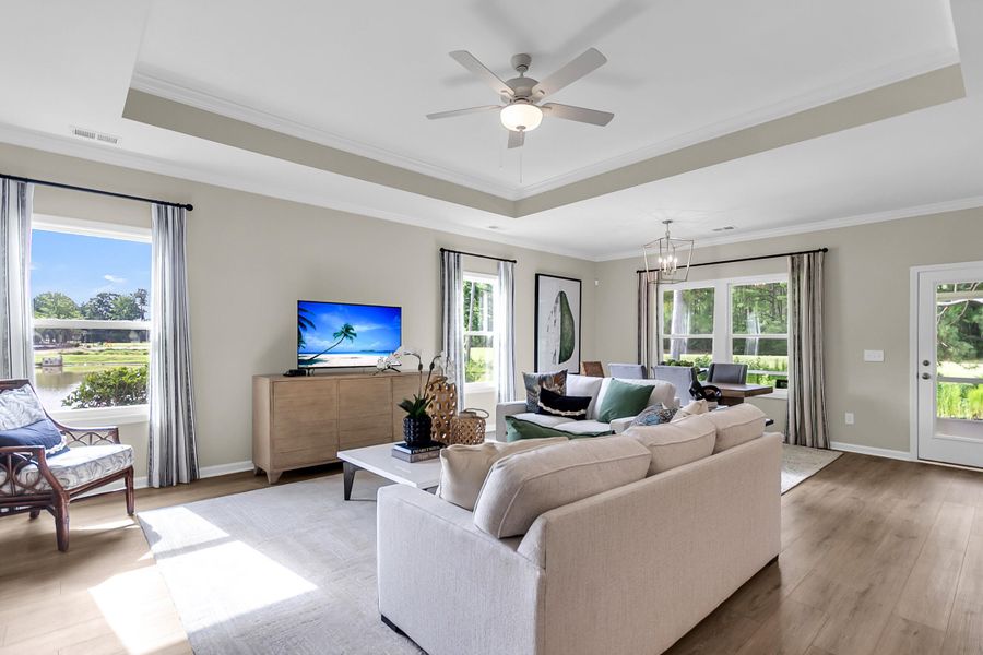 Furnished interior view inside a new home in Fairway Woods at Wyboo, Manning (Image 5). Furnished interior view inside a new home in Fairway Woods at Wyboo, Manning (Image 5).