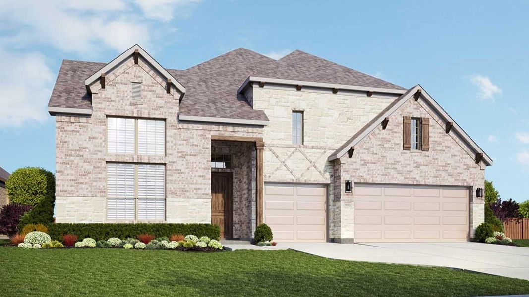 Representative exterior photo of a completed home built from the Villanova by DRB Homes in Lakeshore Bluffs, Shady Shores, TX (Image 4).