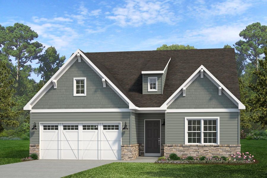 Representative exterior photo of a completed home built from the Caldwell by Keystone Custom Homes in Preserve at Mayes Meadow, Cornelius, NC (Image 1).