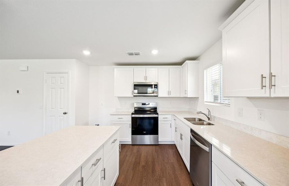 Kitchen with recessed lighting