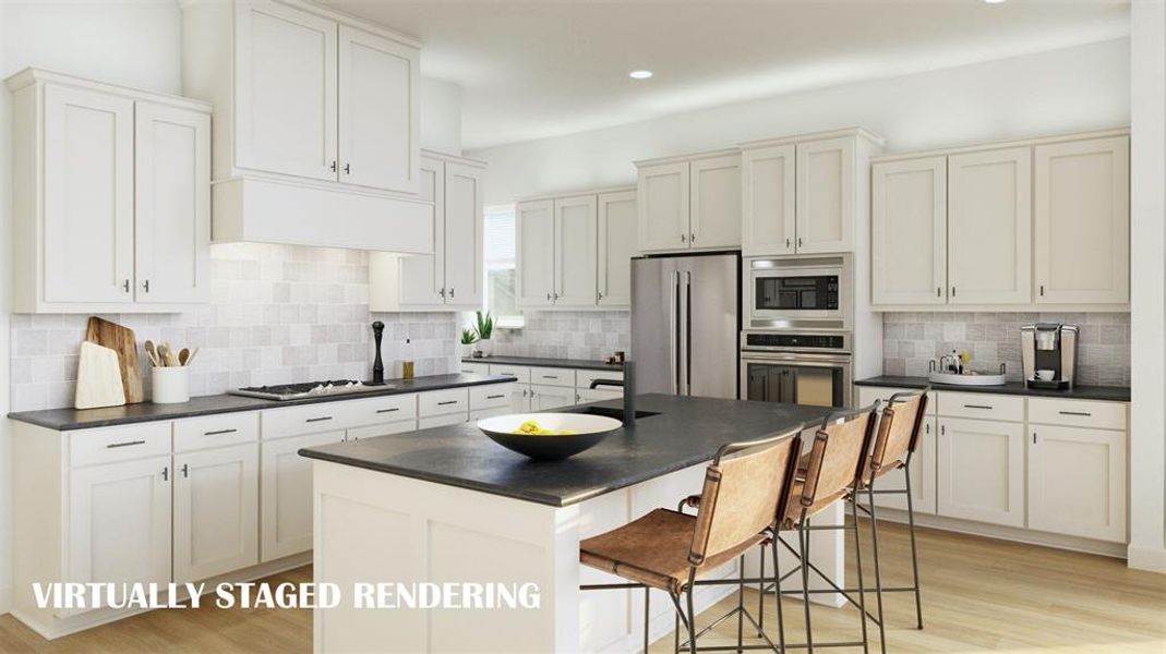 With outstanding prep space and plenty of storage, your inner chef will come alive in this fantastic chef's kitchen!  VIRTUALLY STAGED RENDERING