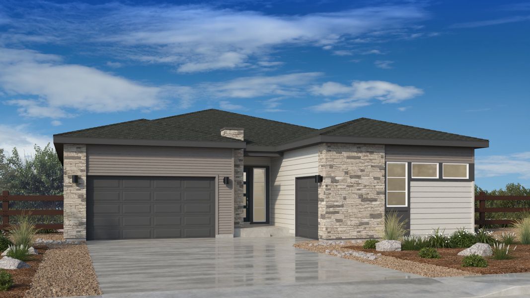 Representative exterior photo of a completed home built from the Columbine Plus by Taylor Morrison in Macanta, Castle Rock, CO (Image 2). Representative exterior photo of a completed home built from the Columbine Plus by Taylor Morrison in Macanta, Castle Rock, CO (Image 2).