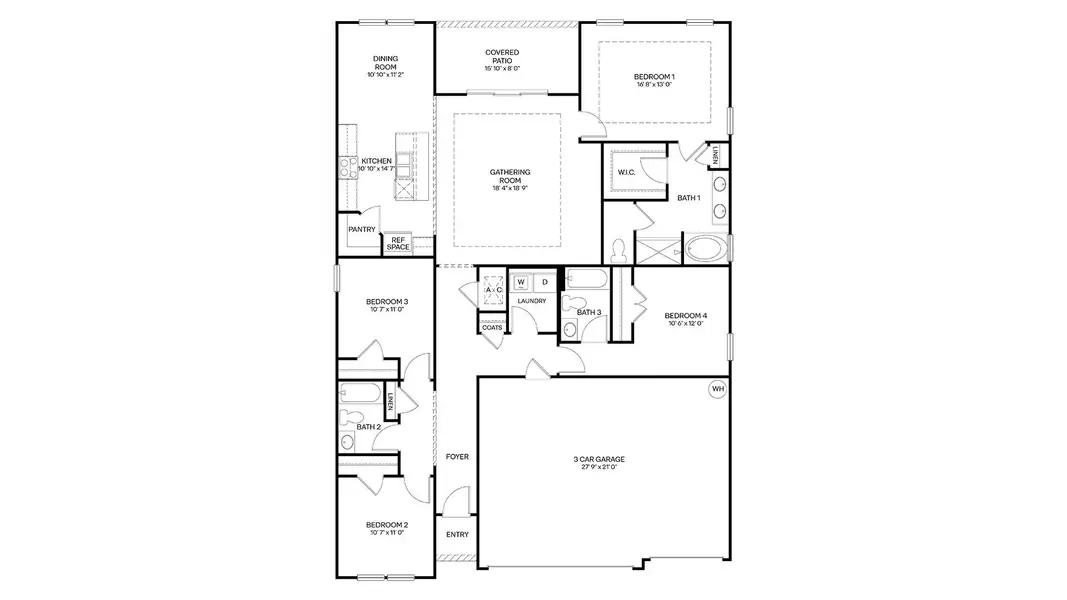 2D floor plan layout for the Emerson by D.R. Horton in Sawmill Branch, Palm Coast, FL (Image 4). 2D floor plan layout for the Emerson by D.R. Horton in Sawmill Branch, Palm Coast, FL (Image 4).
