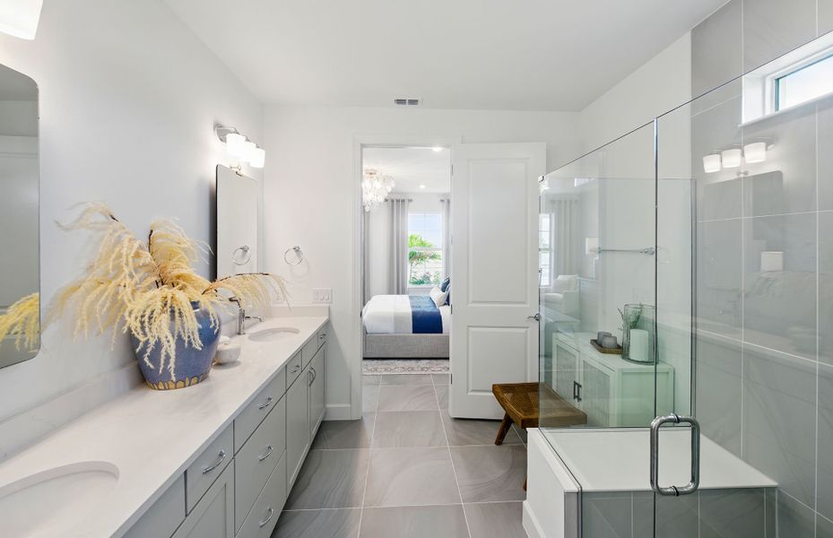 Owner's bathroom with dual sink vanity Owner's bathroom with dual sink vanity