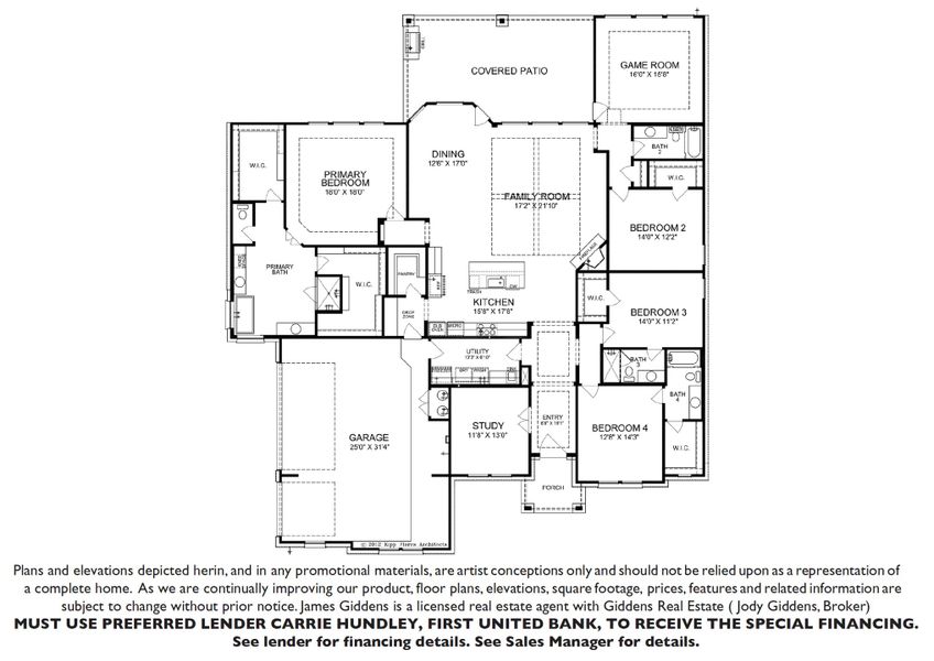 2D floor plan layout of this home in Scofield Farms Estates, Georgetown, TX (Image 5).