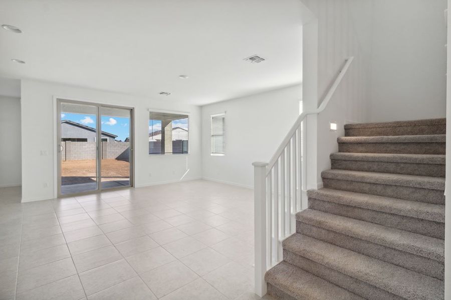 Great room with stairs to loft