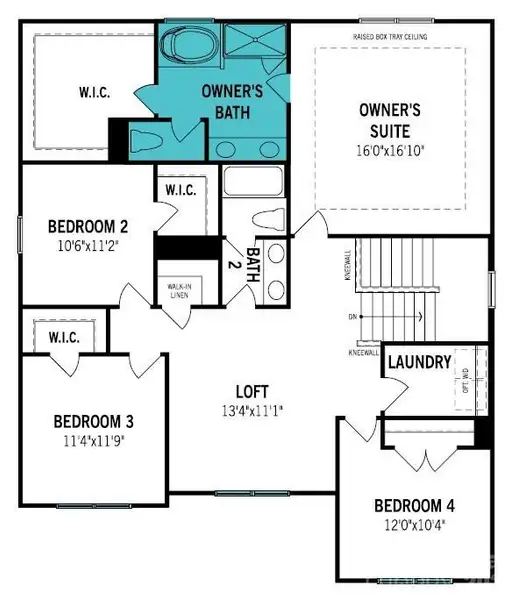 2D floor plan layout of this home in Waxhaw Landing, Monroe, NC (Image 3).