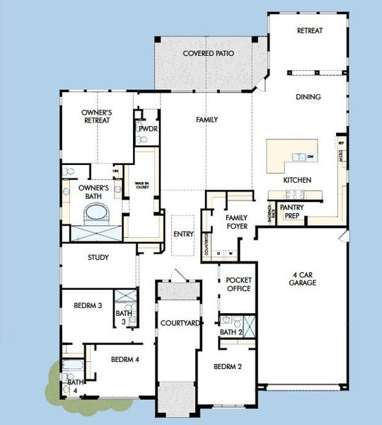 2D floor plan layout for the The Dorato by David Weekley Homes in Alta at Verrado Regent Hills, Buckeye, AZ (Image 3).