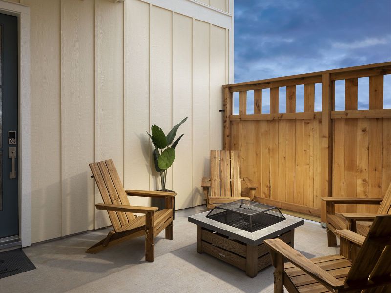 Exterior details and patio area of a home in Kemah Crossing - Luxe Series, Kemah (Image 2).