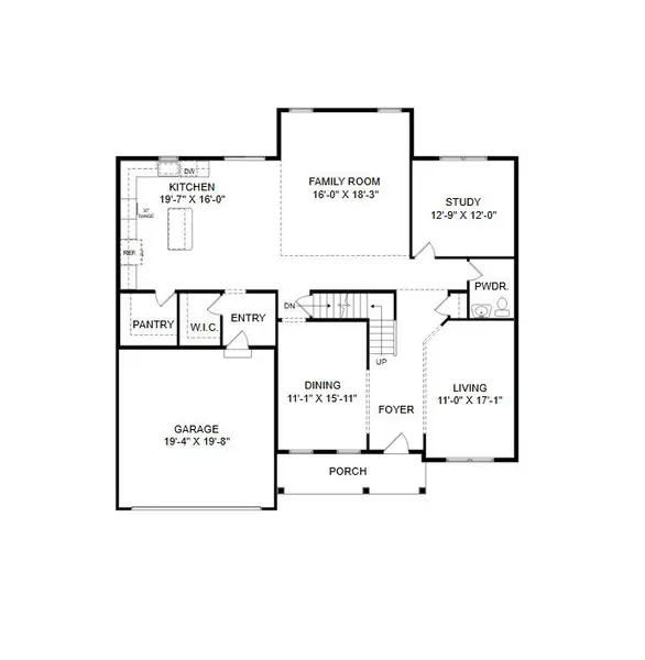 2D floor plan layout for the Hawthorne by Keystone Custom Homes in Preserve at Mayes Meadow, Huntersville, NC (Image 5).