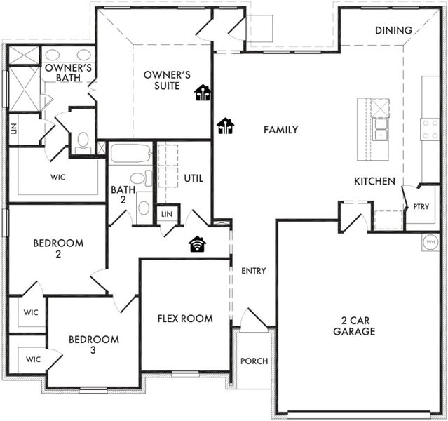 2D floor plan layout for the Pembridge II by Impression Homes in Mountain Valley Lake, Burleson, TX (Image 3).