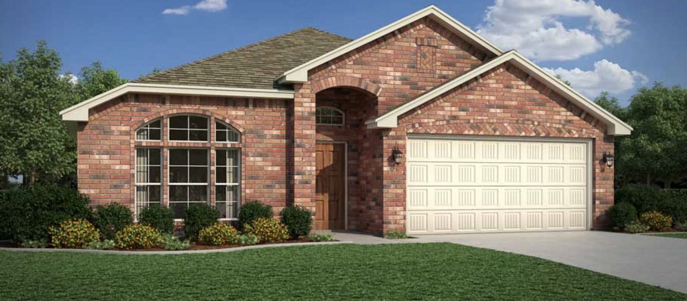 Representative exterior photo of a completed home built from the Sherwood by Cheldan Homes in Sunset Ridge, Keene, TX (Image 34). Representative exterior photo of a completed home built from the Sherwood by Cheldan Homes in Sunset Ridge, Keene, TX (Image 34).