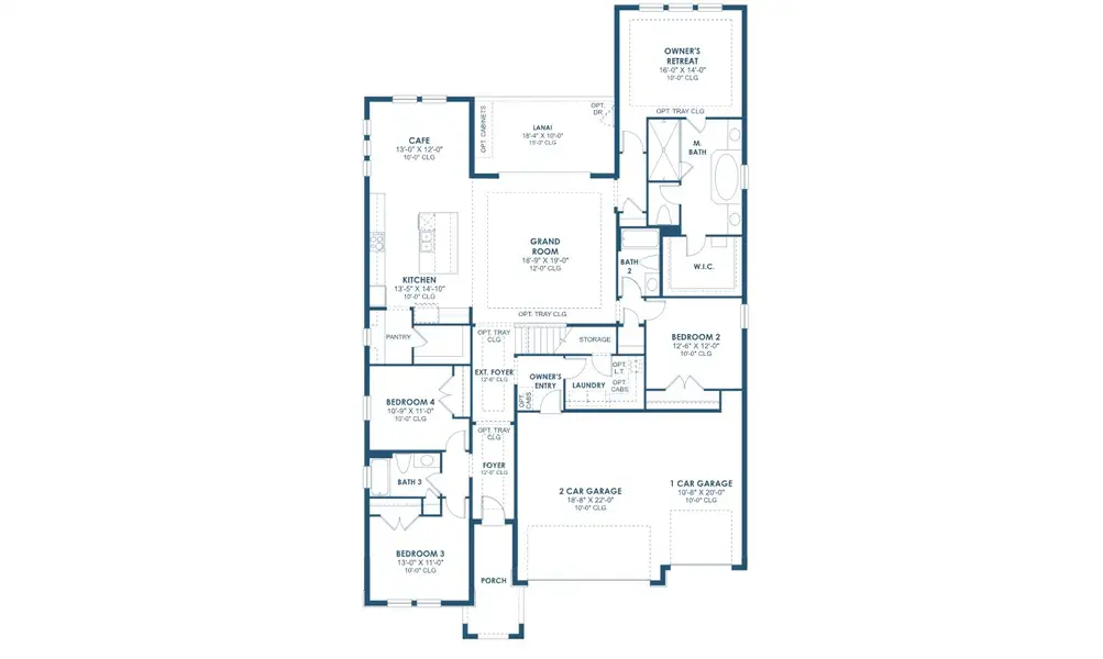 2D floor plan layout for the Longboat II by Homes by WestBay in North River Ranch, Parrish, FL (Image 3).