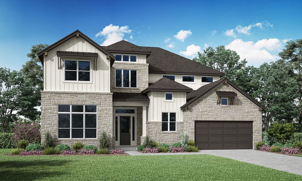 Rosedale Floor Plan Elevation B Fulshear Lakes 70s | Sitterle Homes
