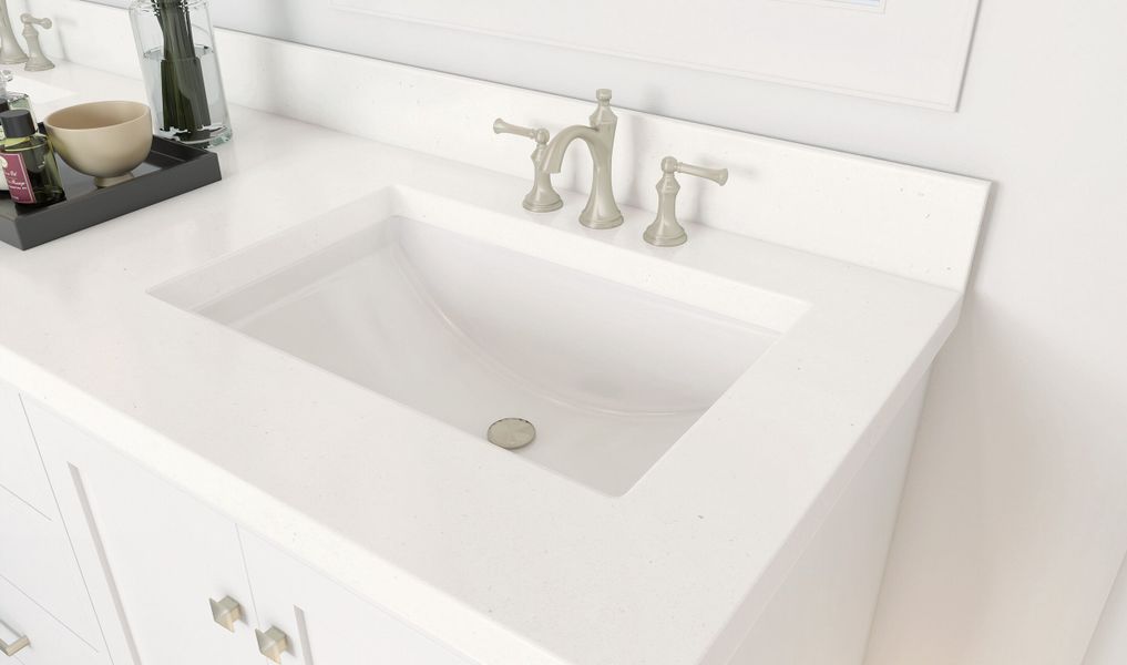 Brushed nickel faucets in primary bath