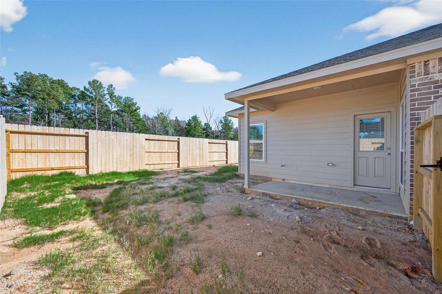 Exterior details and patio area of a home in Enclave at Willis, Willis (Image 20).