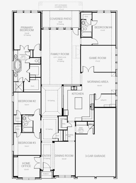 2D floor plan layout for the 3257W by Perry Homes in Two Step Farm 60', Montgomery, TX (Image 3). 2D floor plan layout for the 3257W by Perry Homes in Two Step Farm 60', Montgomery, TX (Image 3).