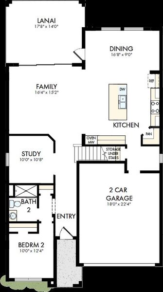 2D floor plan layout of this home in North River Ranch – Garden Series, Parrish, FL (Image 2). 2D floor plan layout of this home in North River Ranch – Garden Series, Parrish, FL (Image 2).
