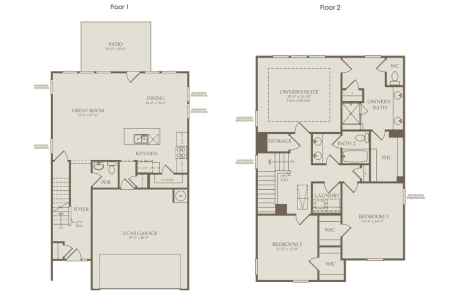 2D floor plan layout of this home in Exchange at 401, Raleigh, NC (Image 4).