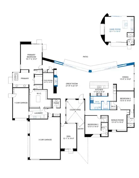 2D floor plan layout of this home in The Edge at Joy Ranch, Scottsdale, AZ (Image 3).
