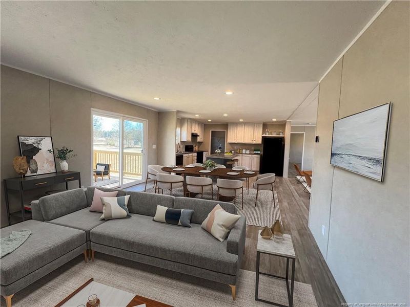 Den & Dining areas with virtual staging