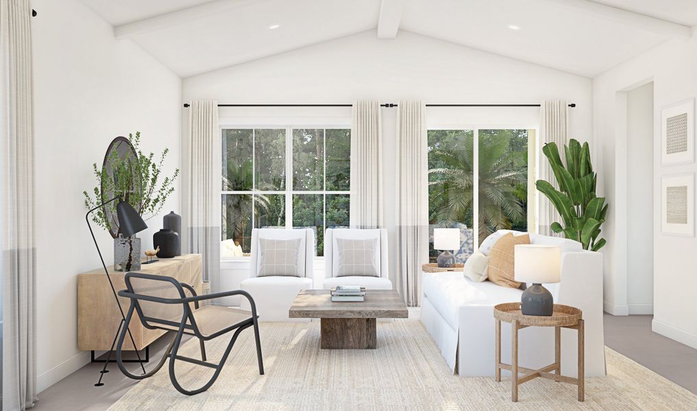 Vaulted ceiling in great room