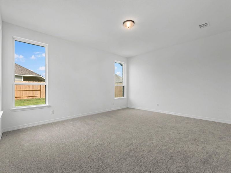Primary bedroom. Sample product photo. Actual exterior and interior selections may vary by homesite. Photo may be virtually staged. Primary bedroom. Sample product photo. Actual exterior and interior selections may vary by homesite. Photo may be virtually staged.