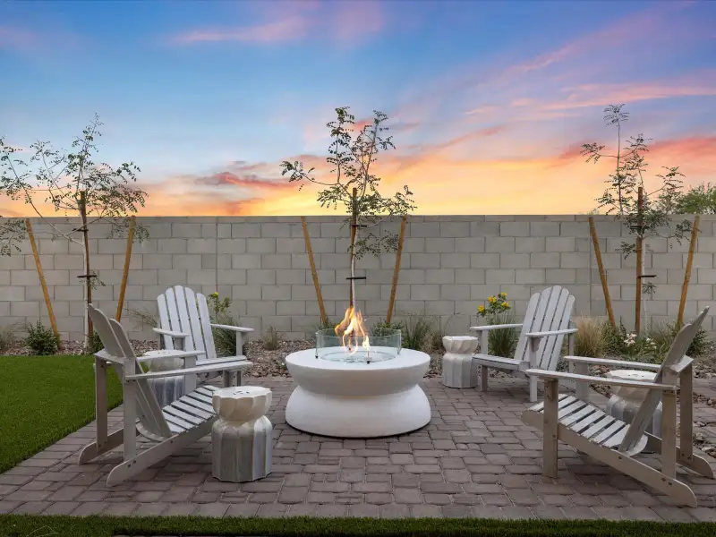 Exterior details and patio area of a home in Bella Vista Farms Reserve Series, San Tan Valley (Image 3).