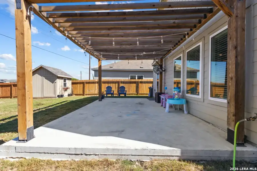 Exterior details and patio area of a home in Legend Pond, New Braunfels (Image 29).