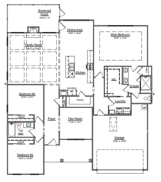 2D floor plan layout of this home in Brighton Park, Mount Pleasant, NC (Image 2). 2D floor plan layout of this home in Brighton Park, Mount Pleasant, NC (Image 2).