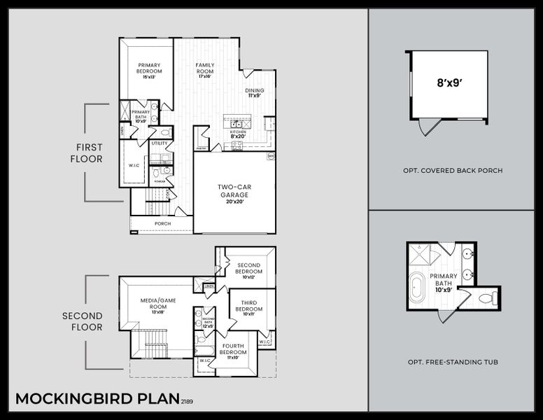 2D floor plan layout for the Mockingbird by Dunhill Homes in Pebblebrook, Sherman, TX (Image 1). 2D floor plan layout for the Mockingbird by Dunhill Homes in Pebblebrook, Sherman, TX (Image 1).