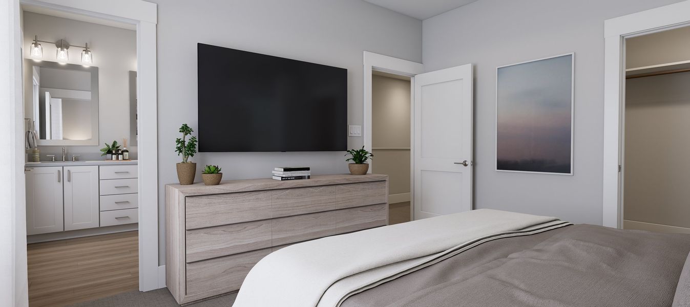 Representative furnished interior of a home built from the Atlas End Unit by Baker Residential in Atwater Station - Midtown Collection, Fuquay Varina (Image 13).