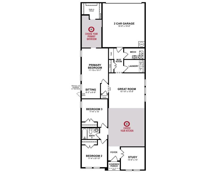2D floor plan layout for the Meridian by Beazer Homes in Waterbend: Arbors 40', Euless, TX (Image 3). 2D floor plan layout for the Meridian by Beazer Homes in Waterbend: Arbors 40', Euless, TX (Image 3).
