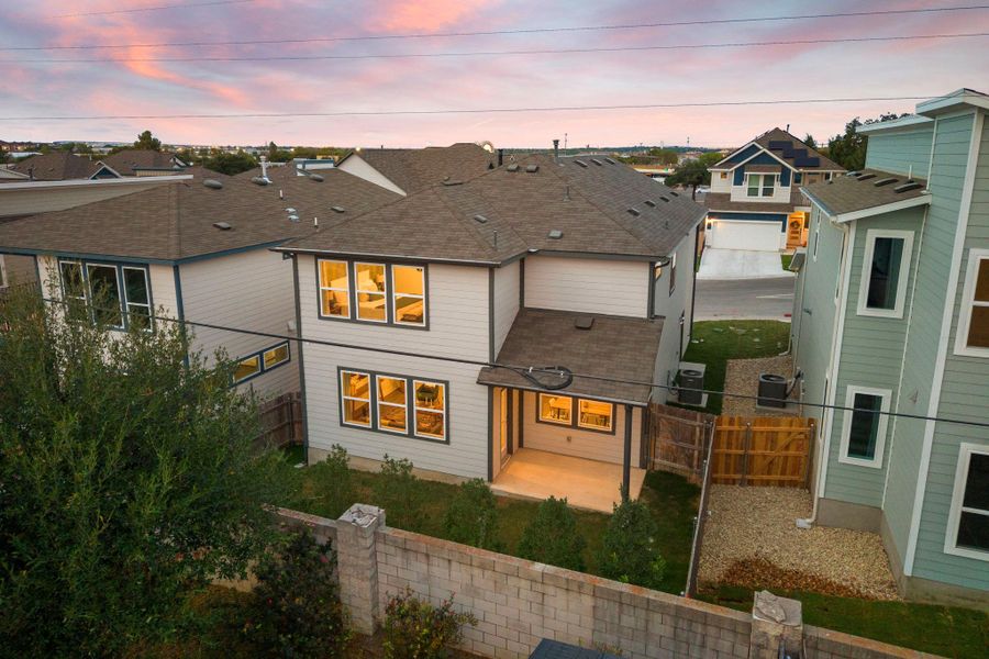 Exterior details and patio area of a home in Sarah's Creek, Pflugerville (Image 28).