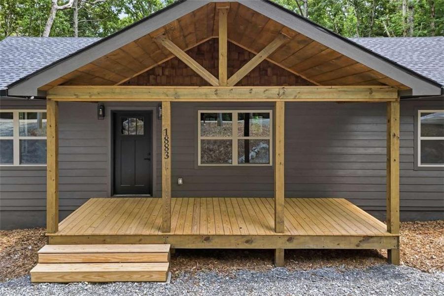 Exterior details and patio area of a home in , Ellijay (Image 27).