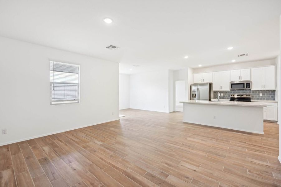 Great room and kitchen