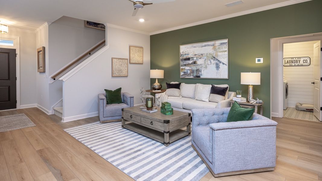 Furnished interior view inside a new home in The Courtyards at Oak Grove, Durham (Image 9).