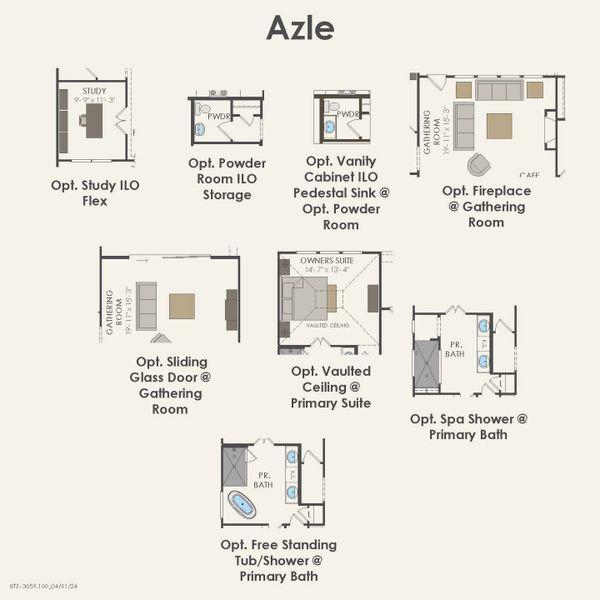 2D floor plan layout for the Azle by Pulte Homes in Mission Hills, Garland, TX (Image 6).