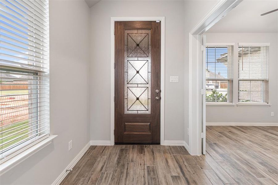Foyer with wood finished floors Foyer with wood finished floors