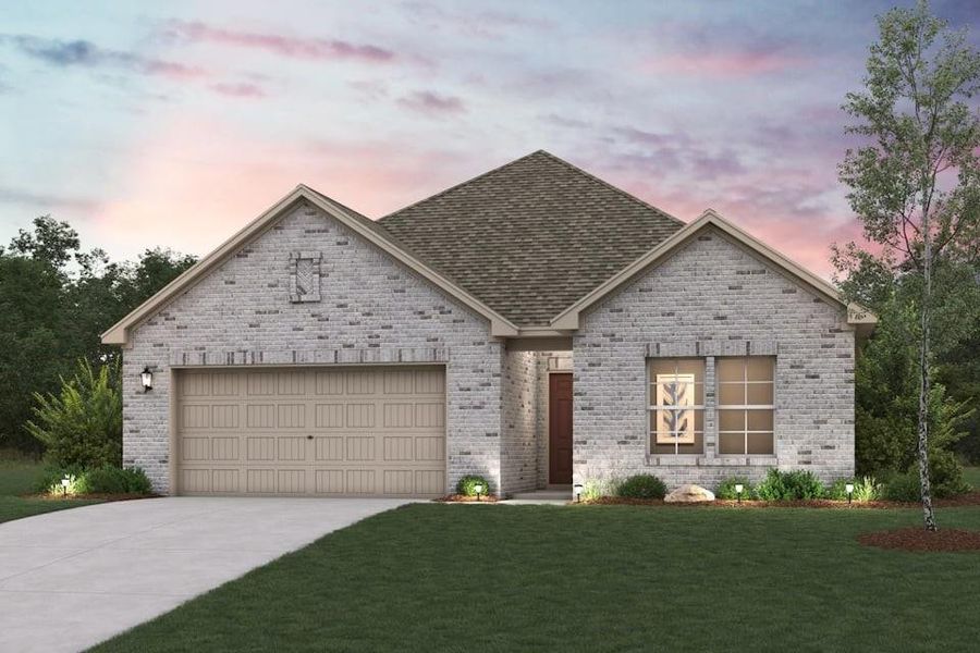 Front exterior of a new home in Classic Collection at Overland Grove, Forney, TX, highlighting curb appeal (Image 1). Front exterior of a new home in Classic Collection at Overland Grove, Forney, TX, highlighting curb appeal (Image 1).