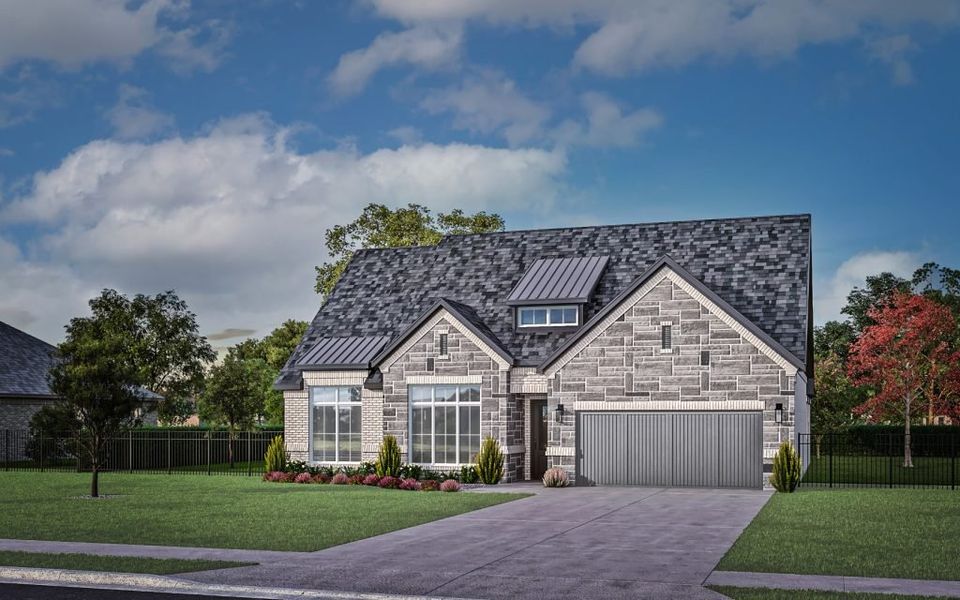 Representative exterior photo of a completed home built from the Tahoe by Stonefield Homes in Rio Vista at Kelly Ranch, Aledo, TX (Image 28). Representative exterior photo of a completed home built from the Tahoe by Stonefield Homes in Rio Vista at Kelly Ranch, Aledo, TX (Image 28).