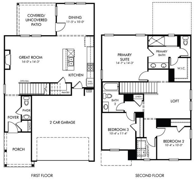 2D floor plan layout of this home in Hemingway - Reserve Series, Cumming, GA (Image 2).