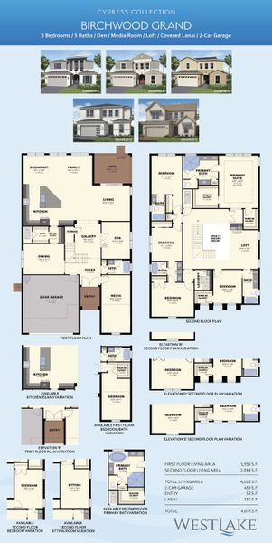 2D floor plan layout for the Birchwood Grand by Minto Communities in Westlake, Loxahatchee, FL (Image 3).