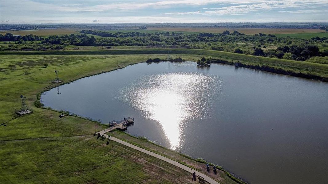 Bird's eye view featuring a water view and a rural view