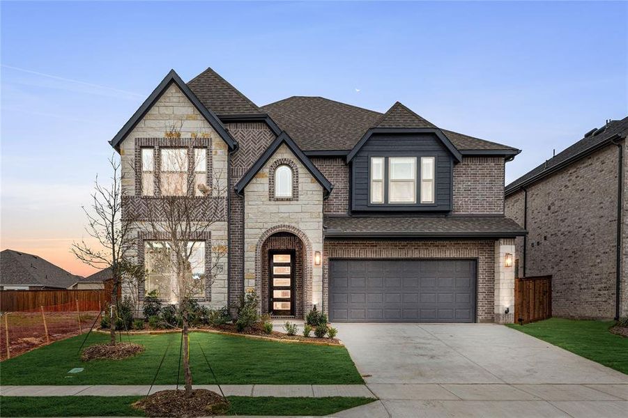 Front exterior of a new home in Waterscape Classic 50s, Royse City, TX, highlighting curb appeal (Image 1). Front exterior of a new home in Waterscape Classic 50s, Royse City, TX, highlighting curb appeal (Image 1).