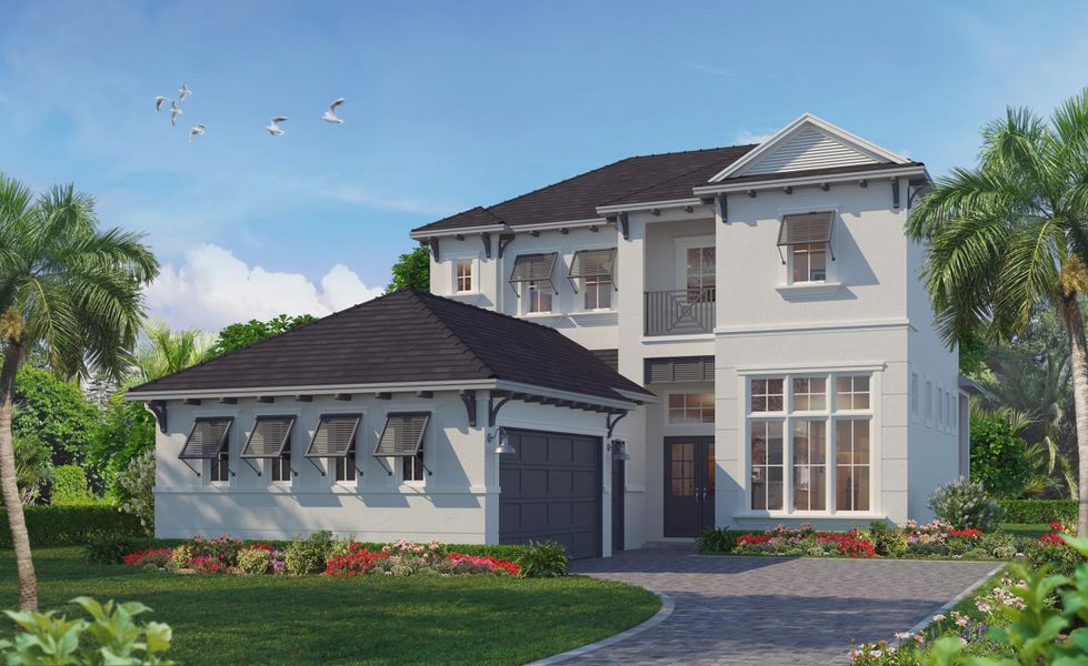 Representative exterior photo of a completed home built from the San Remo by ICI Homes in Oasis at Hammock Dunes, Palm Coast, FL (Image 1).